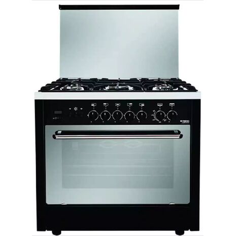 Fresh Professional Control Cooker, 90 x 60 cm, 5 Burners, Cast Iron, Black