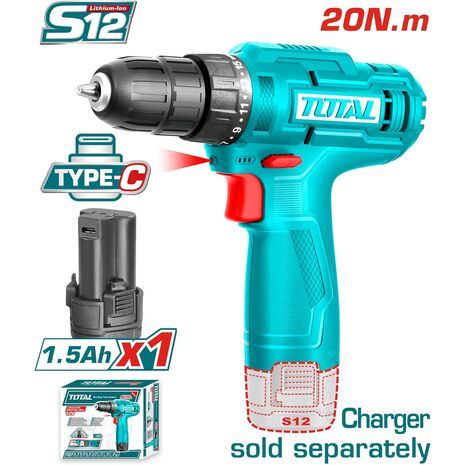 TOTALLITHIUM-ION  CORDLESS DRILL 12 VOLT 10MM TDLI12428