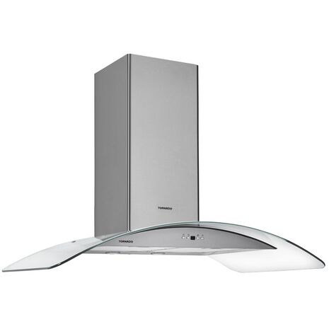 Tornado Built-In Cooker Hood Pyramid Curved Glass, 60 cm, 3 Speeds, Chimney, Stainless, HOS-D60ESU-S