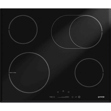 Gorenje Built-In Cooker Hob, 60 cm, 4 Electric Ceramic Burners, Black Glass, ECS693USC