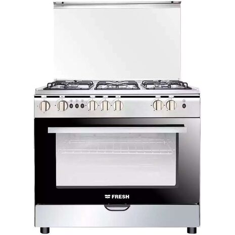 Fresh Verona Freestanding Cooker, 90 × 60 cm, 5 Burners, Full Safety, Fan, Stainless