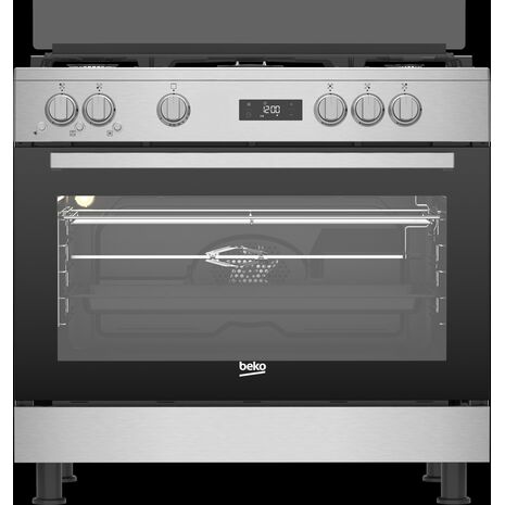Beko Freestanding Cooker (Fan-assisted Gas, 90 cm) GGR 15325 FX NS